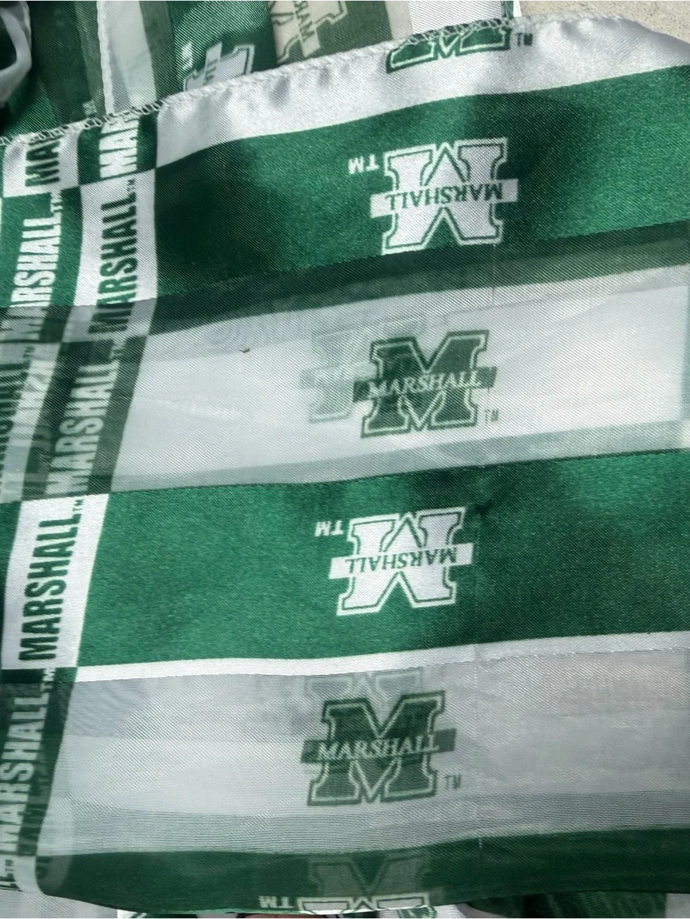 Marshall Green and White Striped University Bedding Fabric